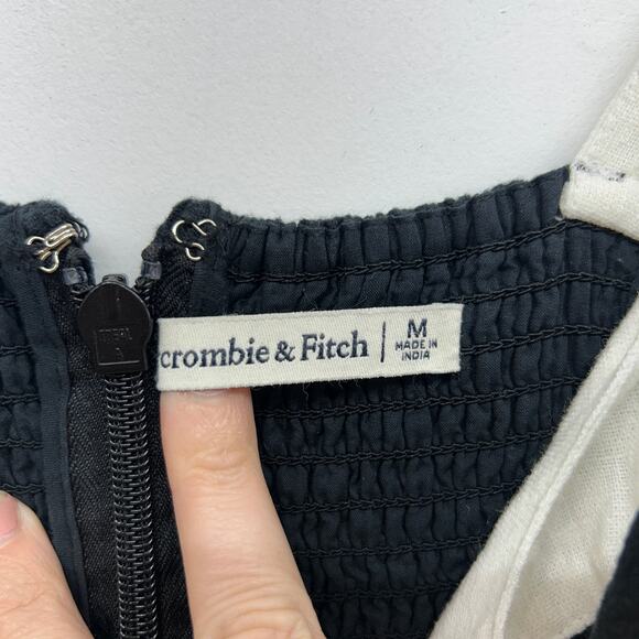 Abercrombie Black White Linen Blend Sleeveless Mini Dress Medium Minimalist - Picture 6 of 7